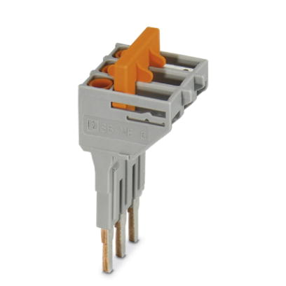 Phoenix Contact Switching jumper; Length: 21.2mm; Width: 18.5mm; Height: 36.4mm; Number of positions: 3; Color: Gray/Orange